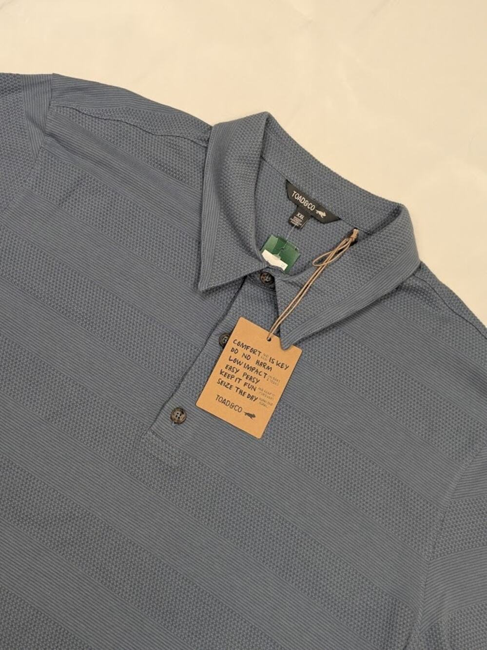 NWT Toad&Co Men’s Polo Blue Gray Short Sleeve Shirt Stitchfix Mens XXL